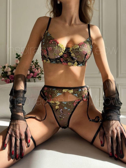 Conjunto Bordado Negro Oasis - Be Meow - Conjuntos