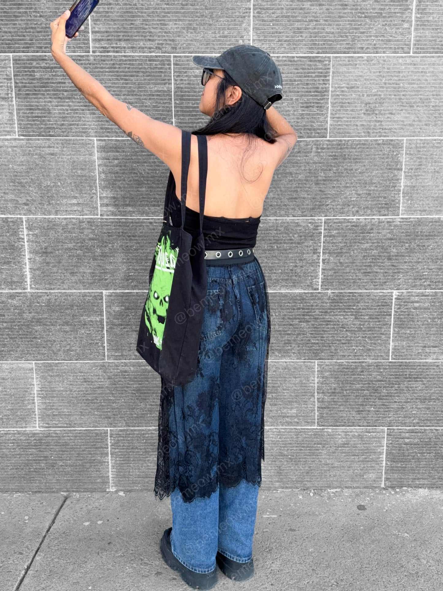 Falda Encaje Mesh Negro