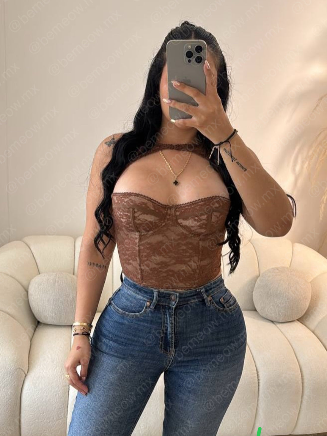 Bustier Ninfa Media Copa Encaje