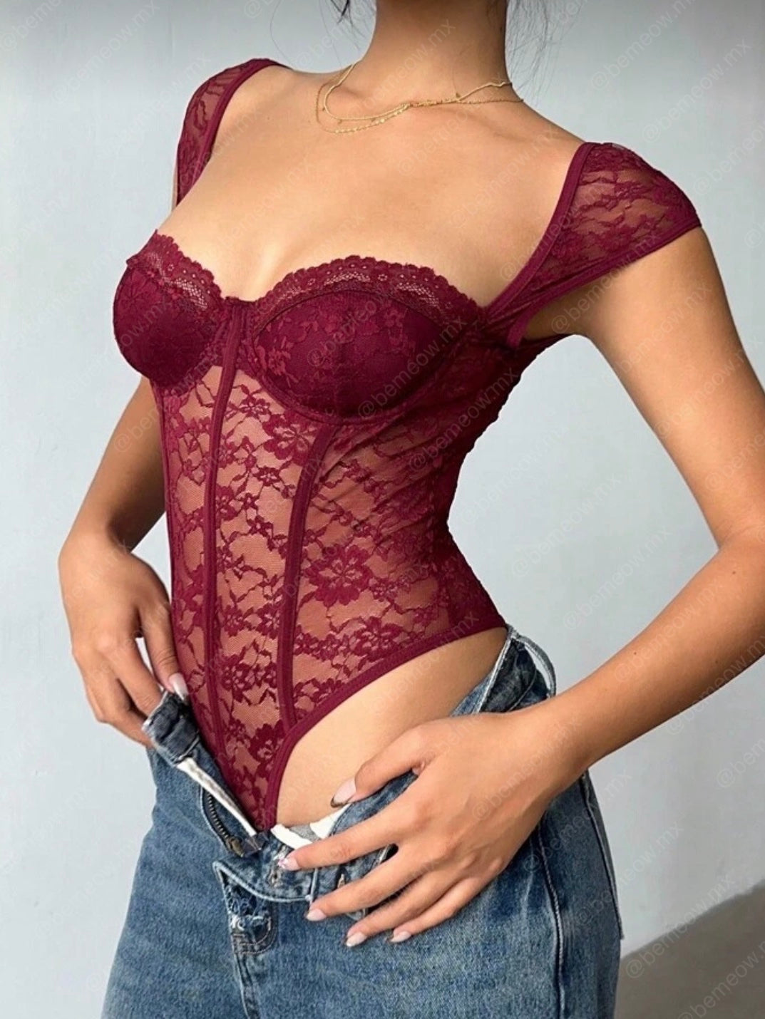Body Encaje Tinto Balconette Media Copa