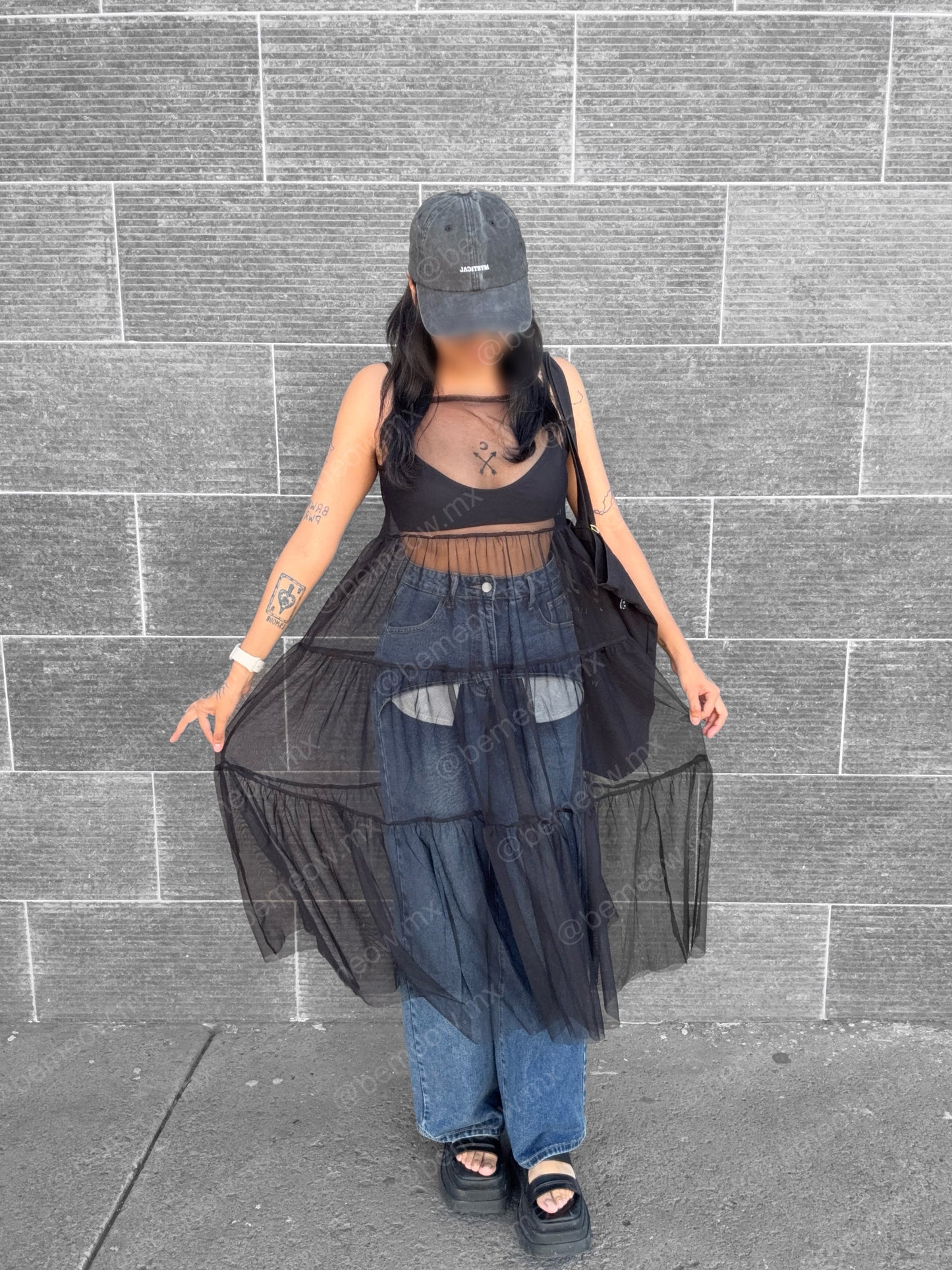 Vestido Largo Mesh Liso