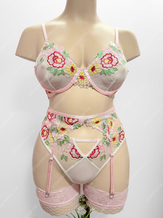 Conjunto Floral Peonia con Medias