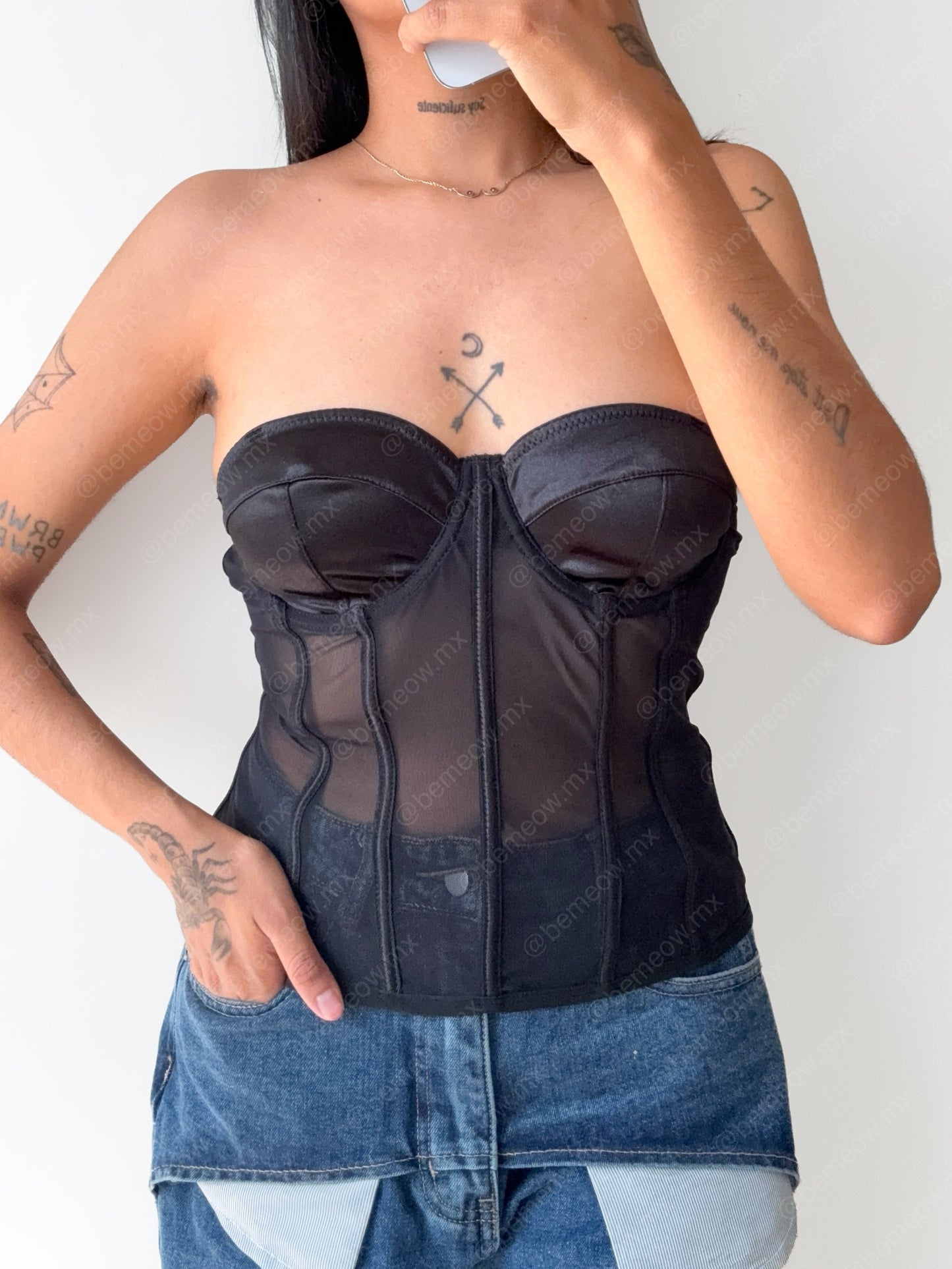Bustier Satin Mesh Largo