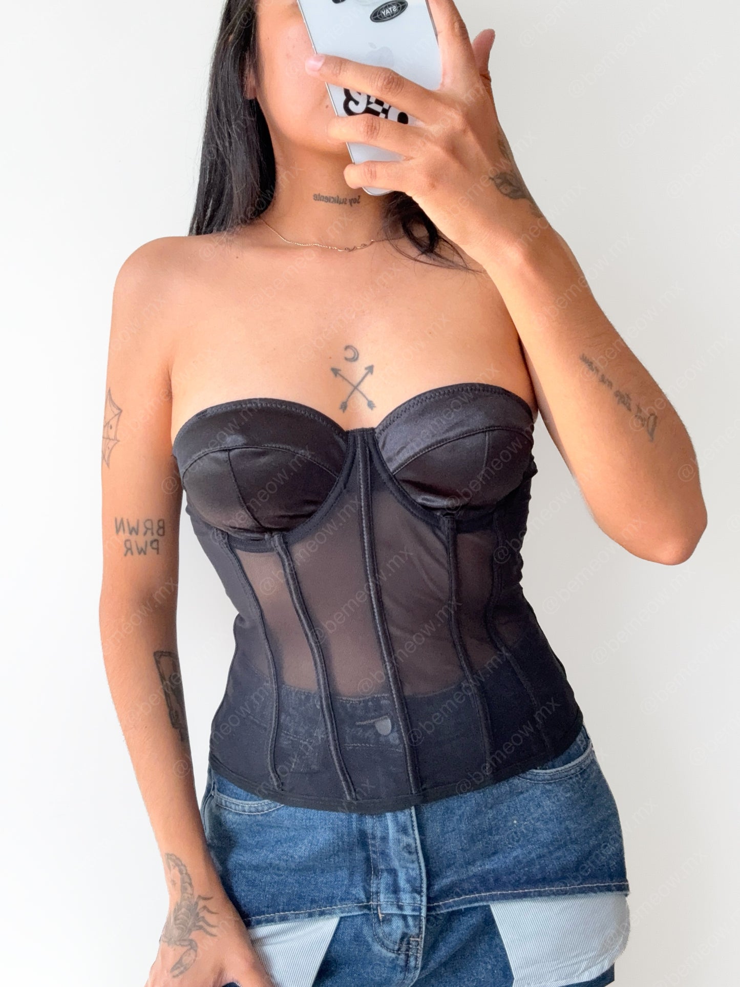Bustier Satin Mesh Largo