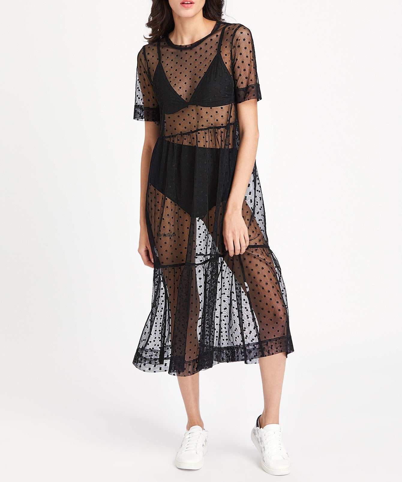 MAXI VESTIDO MESH PUNTOS - Be Meow - Vestidos