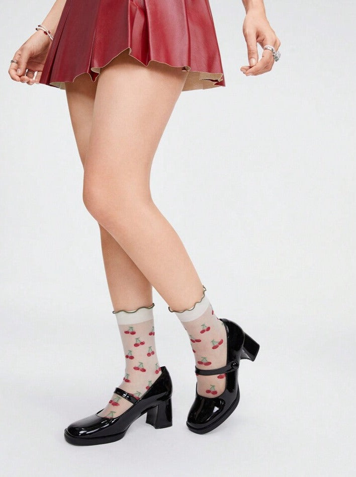 Calcetas Mesh Fresa y Cereza - Be Meow - Calcetas