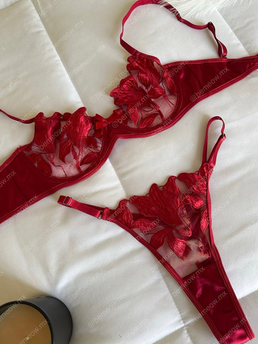 Conjunto Satin Rojo Rubi