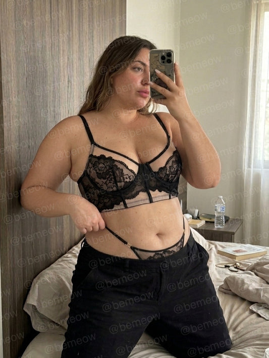 Conjunto Mini Bustier Encaje Melocoton