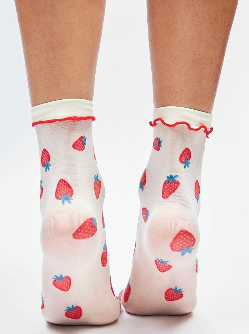Calcetas Mesh Fresa y Cereza - Be Meow - Calcetas