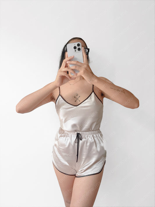Pijama Beige Satin 2 piezas