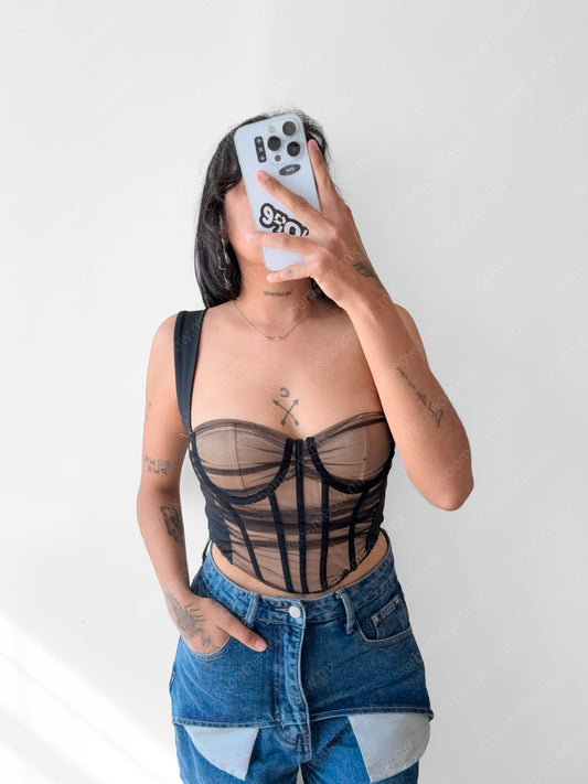 Bustier Nude Negro Valencia