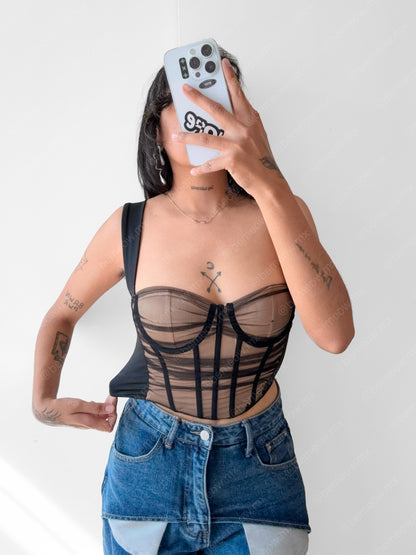 Bustier Nude Negro Valencia