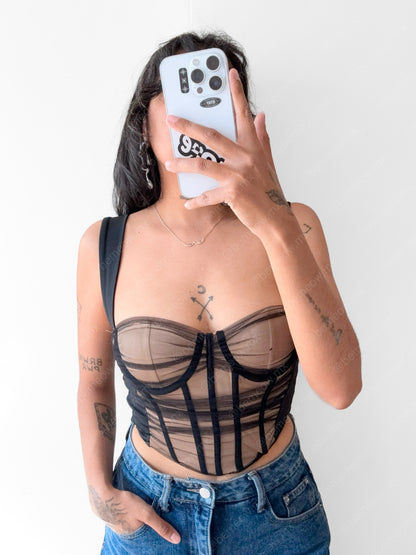 Bustier Nude Negro Valencia