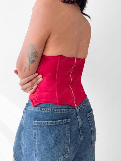 Bustier Vino Satin Strapless