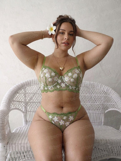 Conjunto Oliva Verde Floral