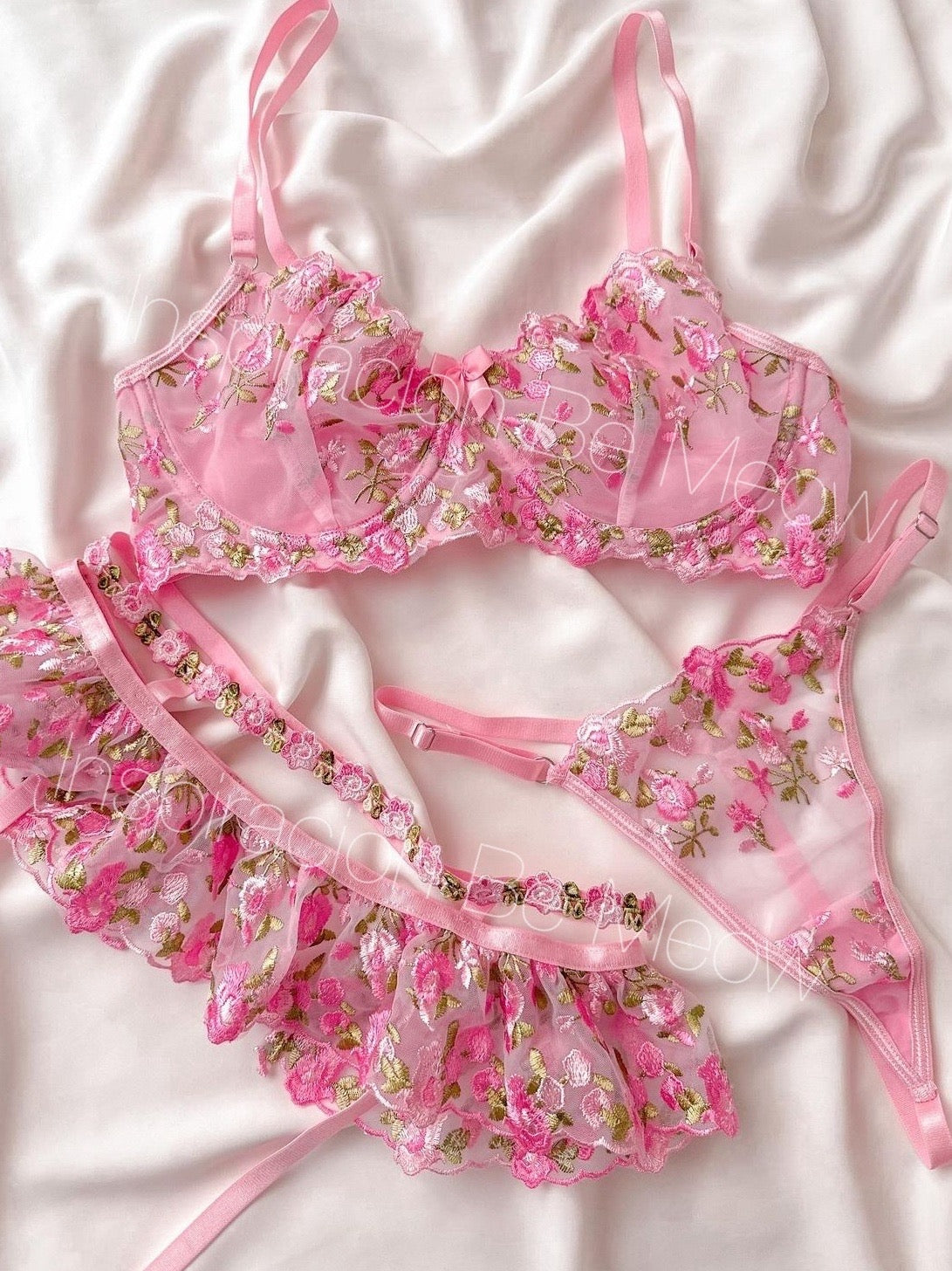 Conjunto Orquidea Rosa Liguero - Be Meow - Conjuntos