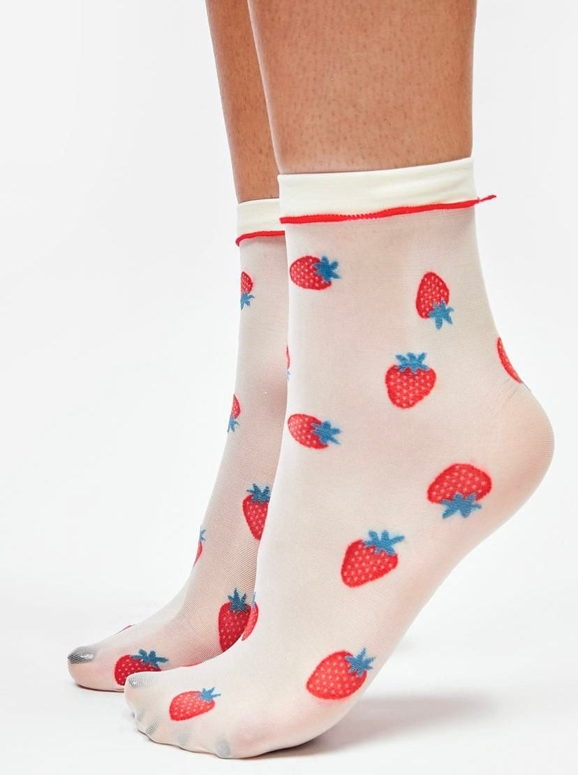 Calcetas Mesh Fresa y Cereza - Be Meow - Calcetas
