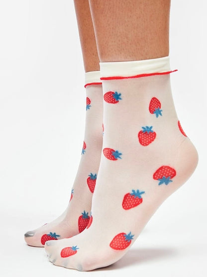 Calcetas Mesh Fresa y Cereza - Be Meow - Calcetas
