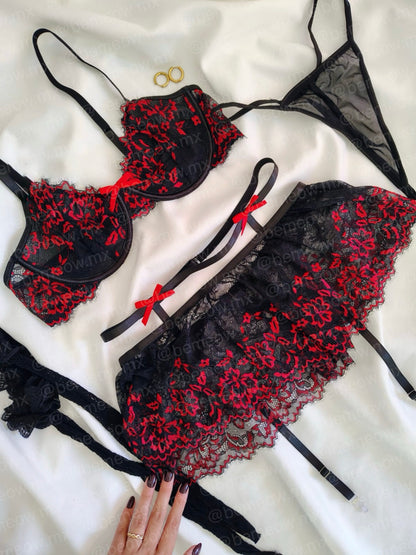 Conjunto Sagitario Encaje Falda +COLORES
