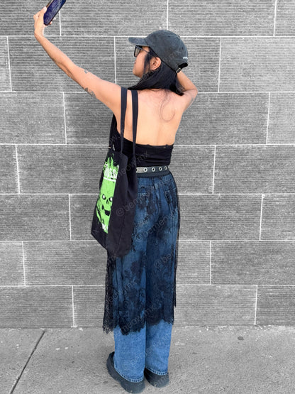 Falda Encaje Mesh Negro