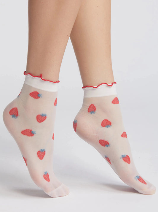 Calcetas Mesh Fresa y Cereza - Be Meow - Calcetas