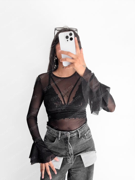 Top Mesh Manga Acampanada