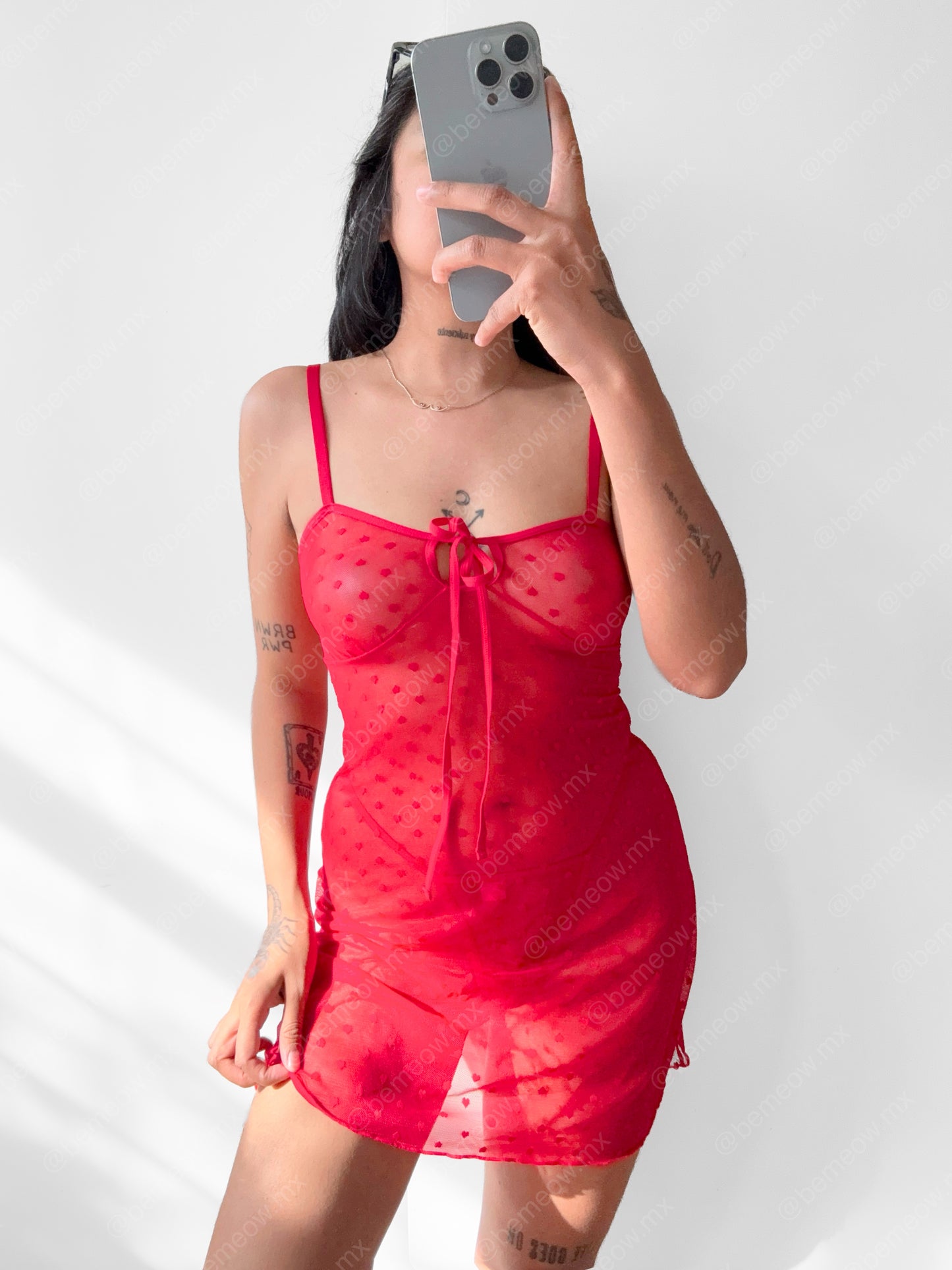 Babydoll Pijama Corazones Rojo
