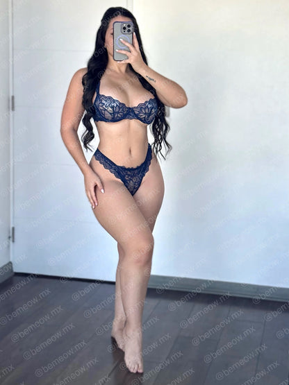 Conjunto Encaje Azul Aspen
