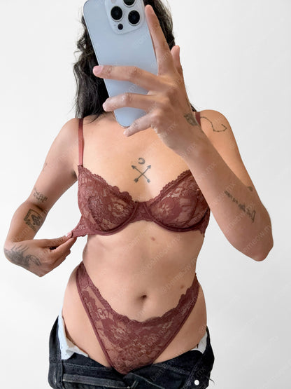 Conjunto Cafe Capuccino Encaje