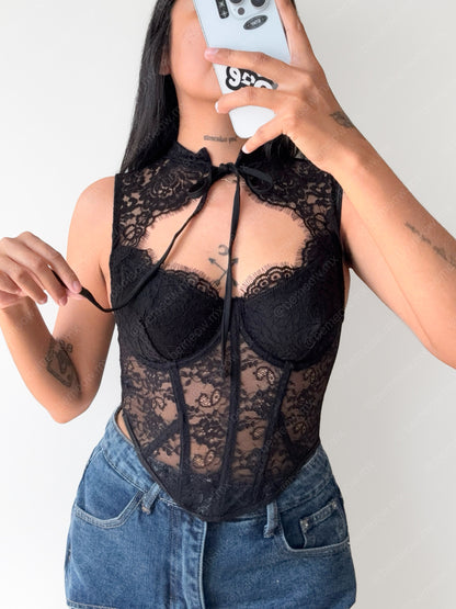 Bustier Top Encaje Cuellito