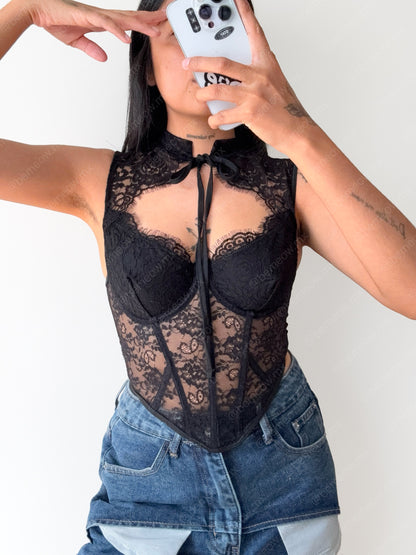 Bustier Top Encaje Cuellito