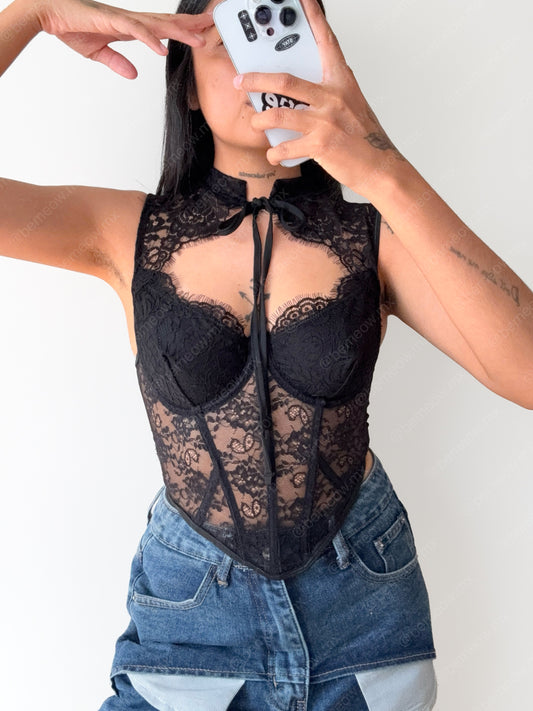 Bustier Top Encaje Cuellito