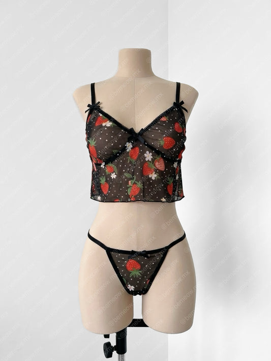 Conjunto Pijama Mesh Fresas