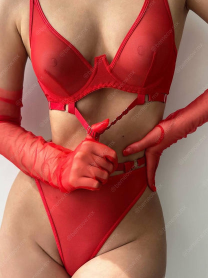 Conjunto Mesh Cintura Alta Luana