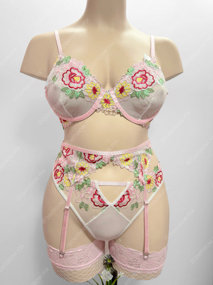 Conjunto Floral Peonia con Medias