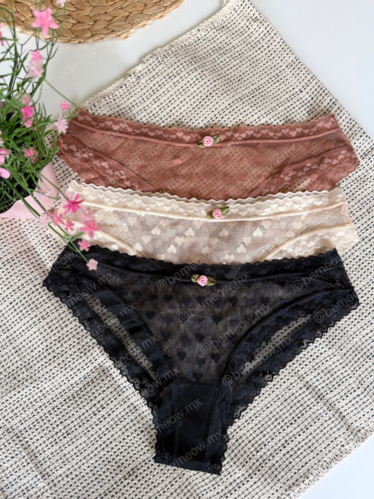 Set 3 Pantys Mesh Encaje