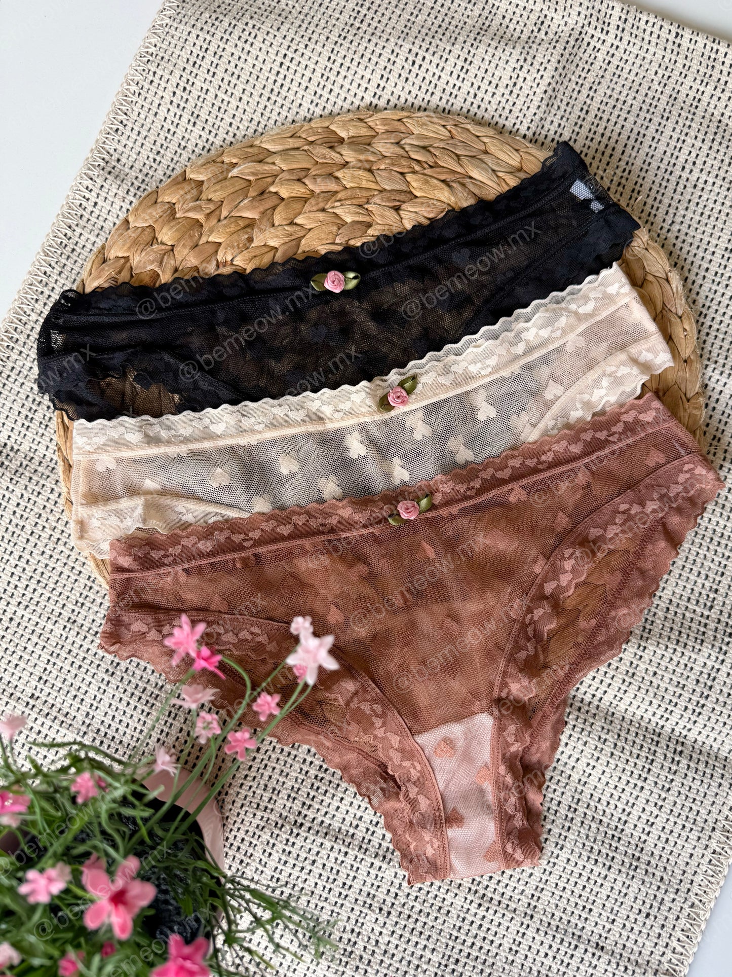 Set 3 Pantys Mesh Encaje