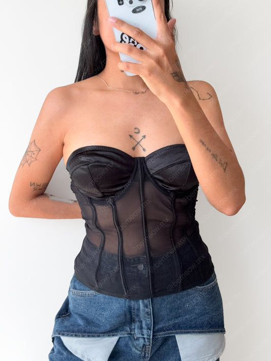 Bustier Satin Mesh Largo