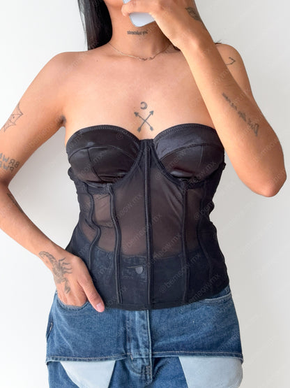 Bustier Satin Mesh Largo