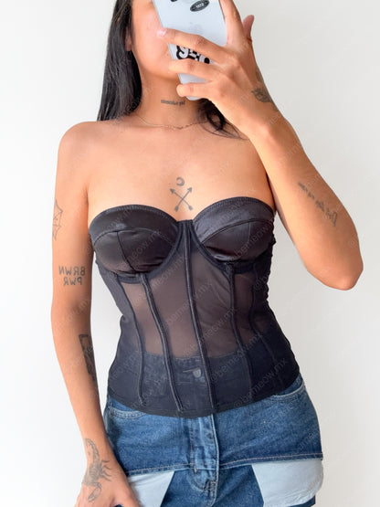 Bustier Satin Mesh Largo