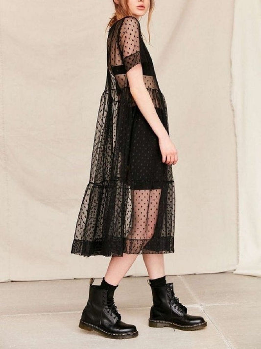 MAXI VESTIDO MESH PUNTOS - Be Meow - Vestidos