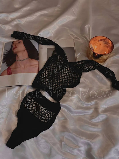 CONJUNTO BLACK HEART REJILLA - Be Meow - Conjuntos